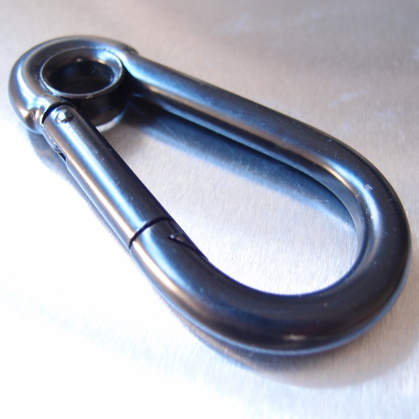 Carbine Hook (Carabiner) with Eyelet - Black Coated