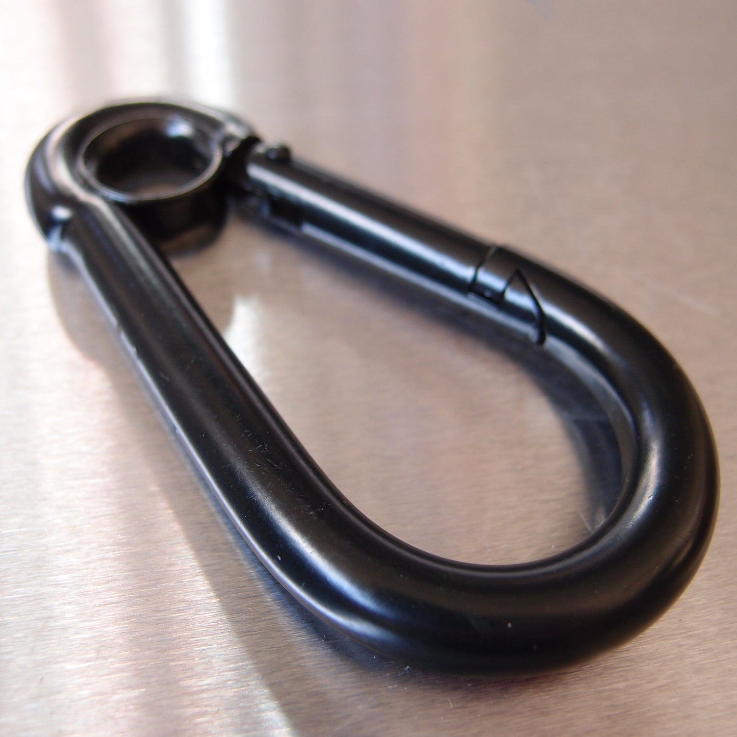 Carbine Hook (Carabiner) with Eyelet - Black Coated