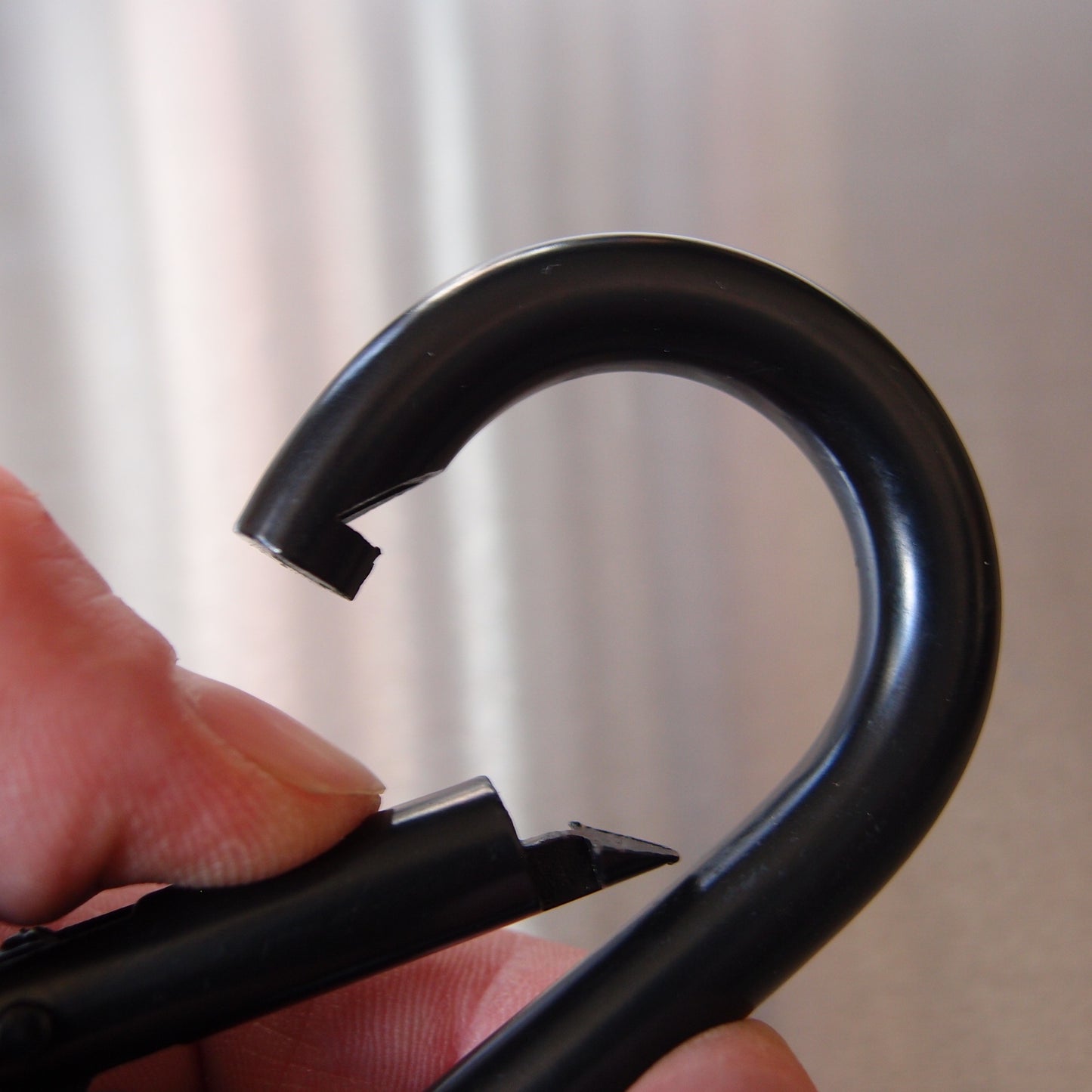Carbine Hook (Carabiner) with Eyelet - Black Coated