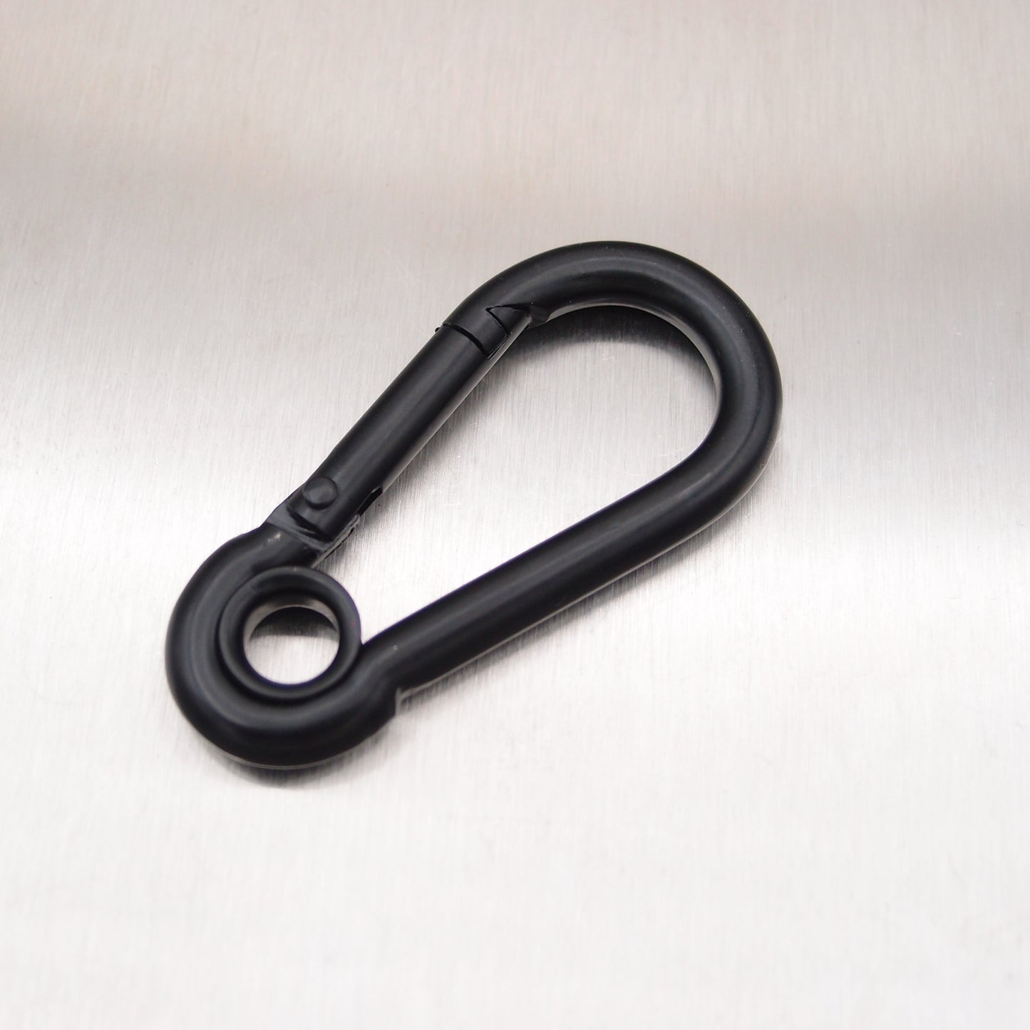Carbine Hook (Carabiner) with Eyelet - Black Coated