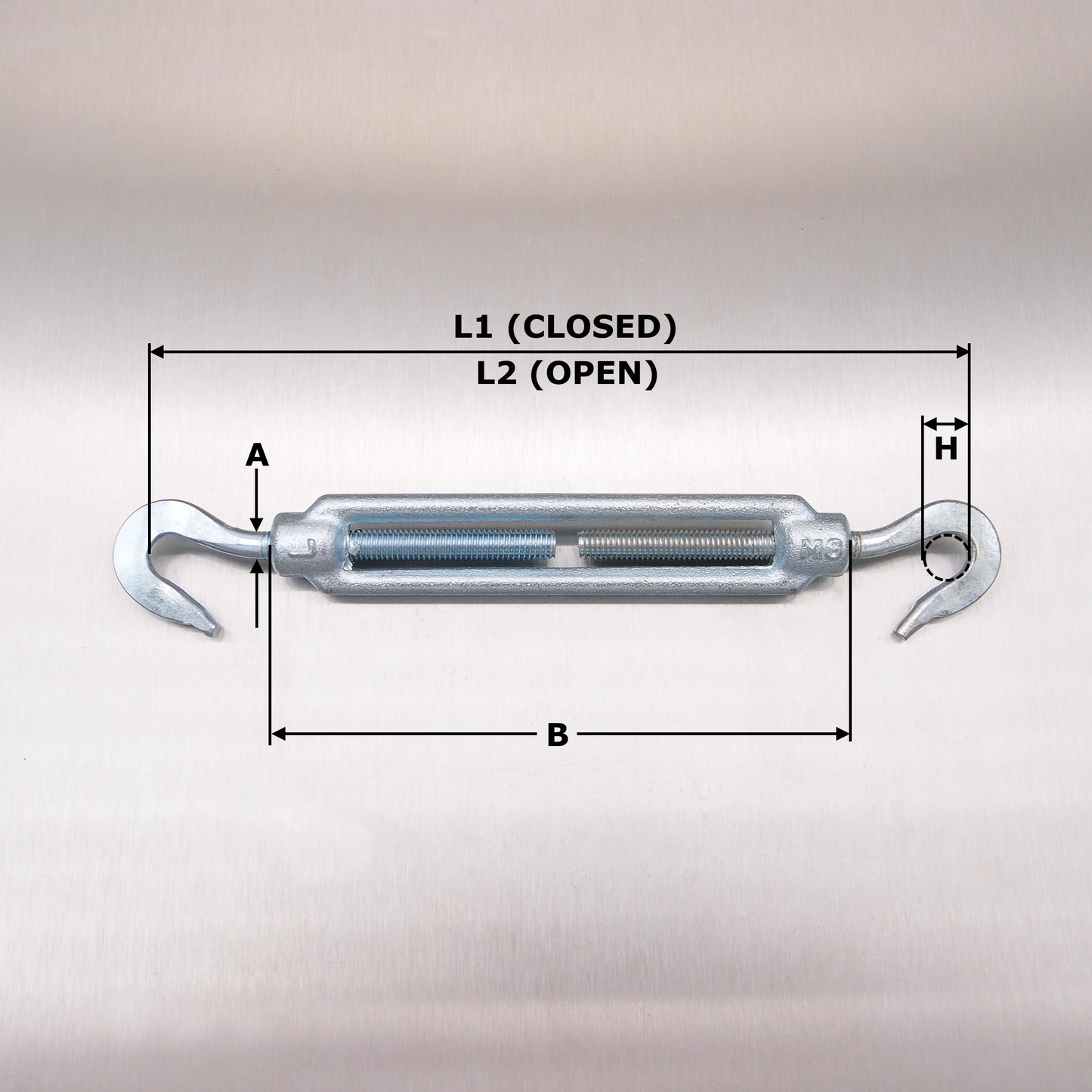 Turnbuckle - Hook & Hook - Galvanised - Open Body Straining Screw