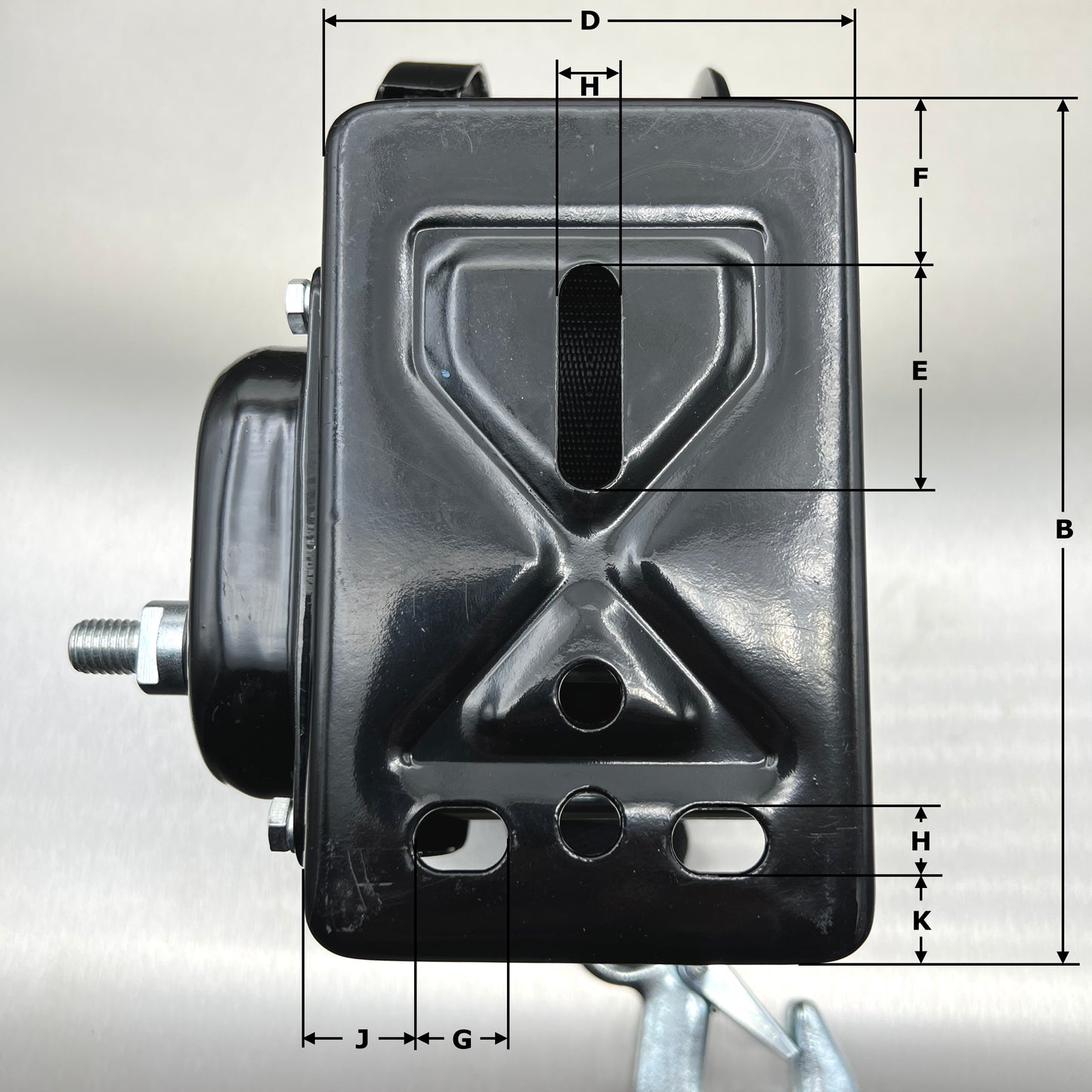 Black Coated Braked Hand Winch complete with Webbing Strap and Hook