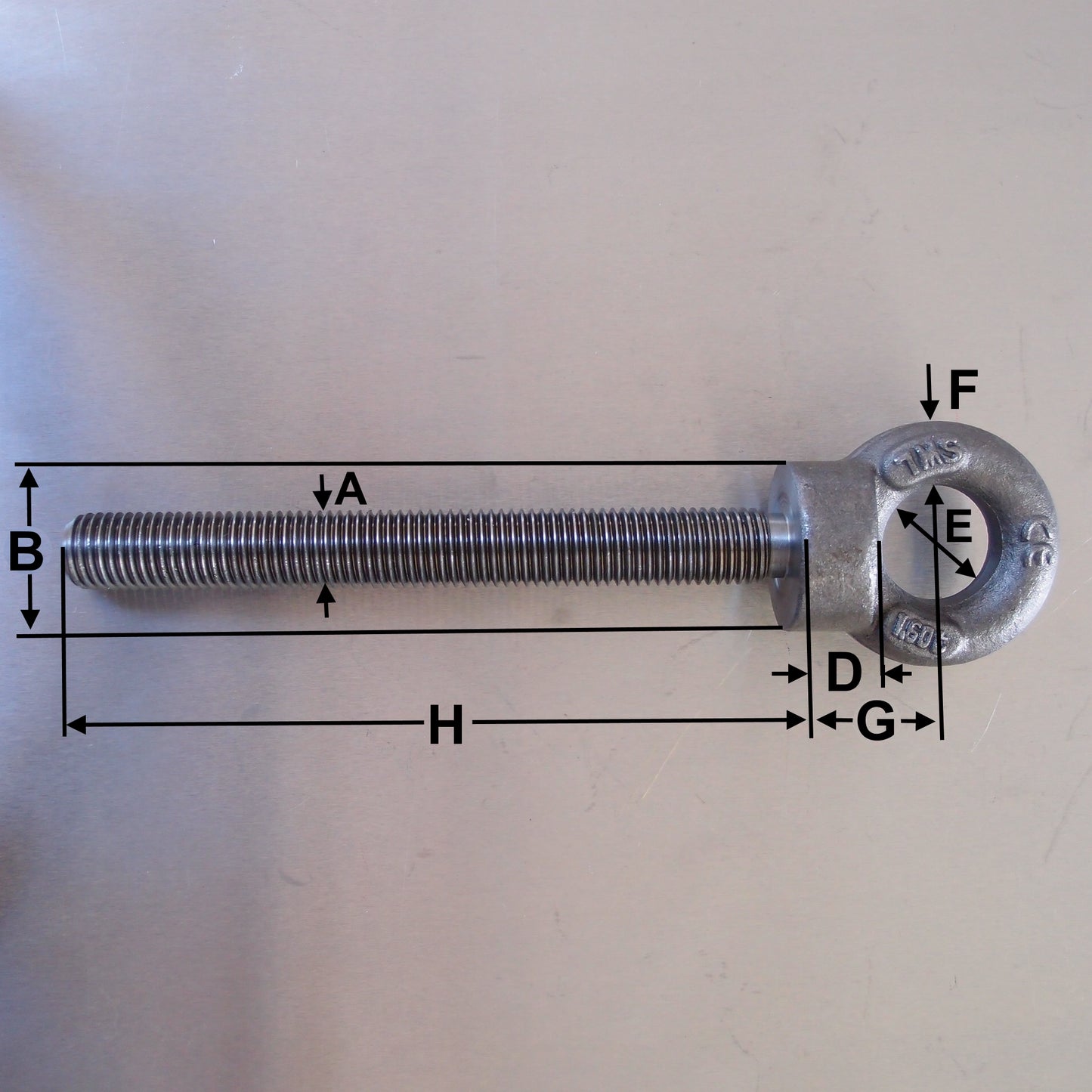 Metric Long Shank Collared Eyebolts - Tested and Certified