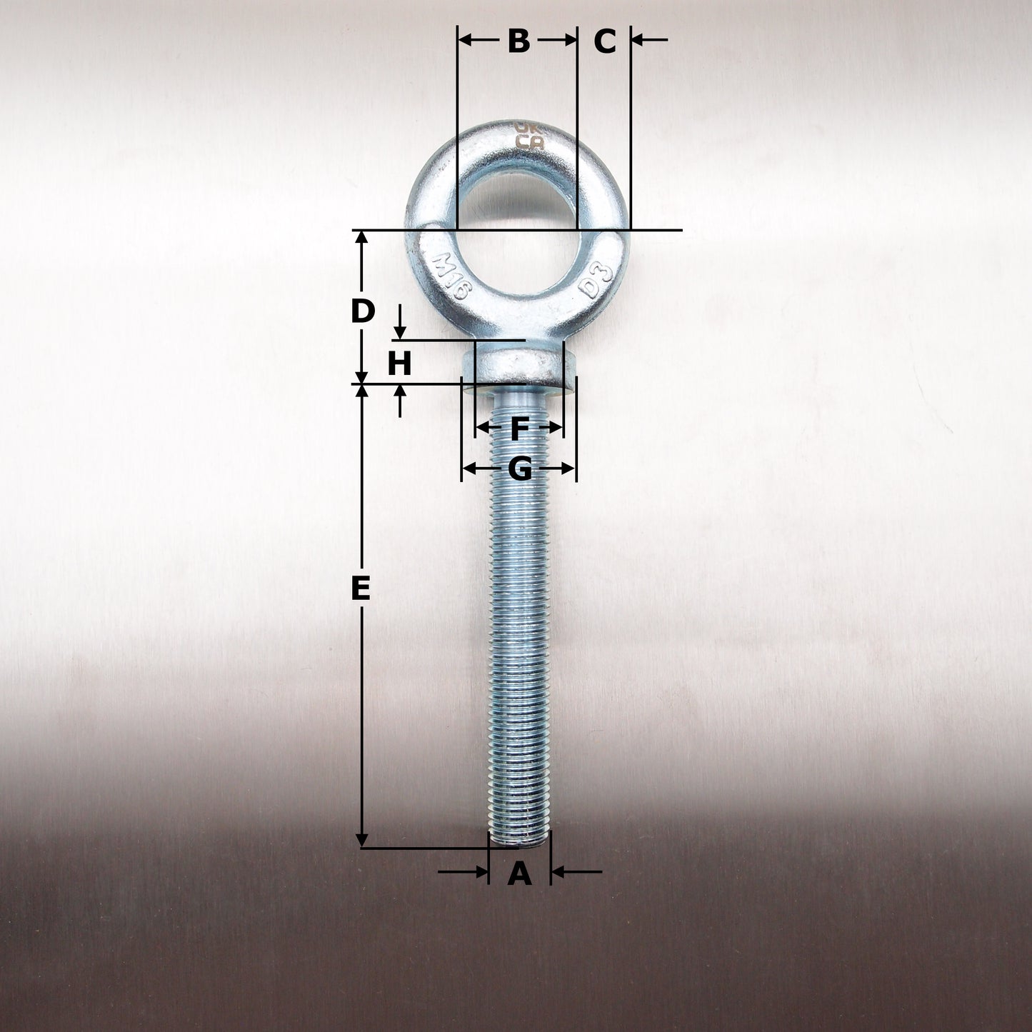 Metric Long Shank Dynamo Eyebolts Zinc Plated