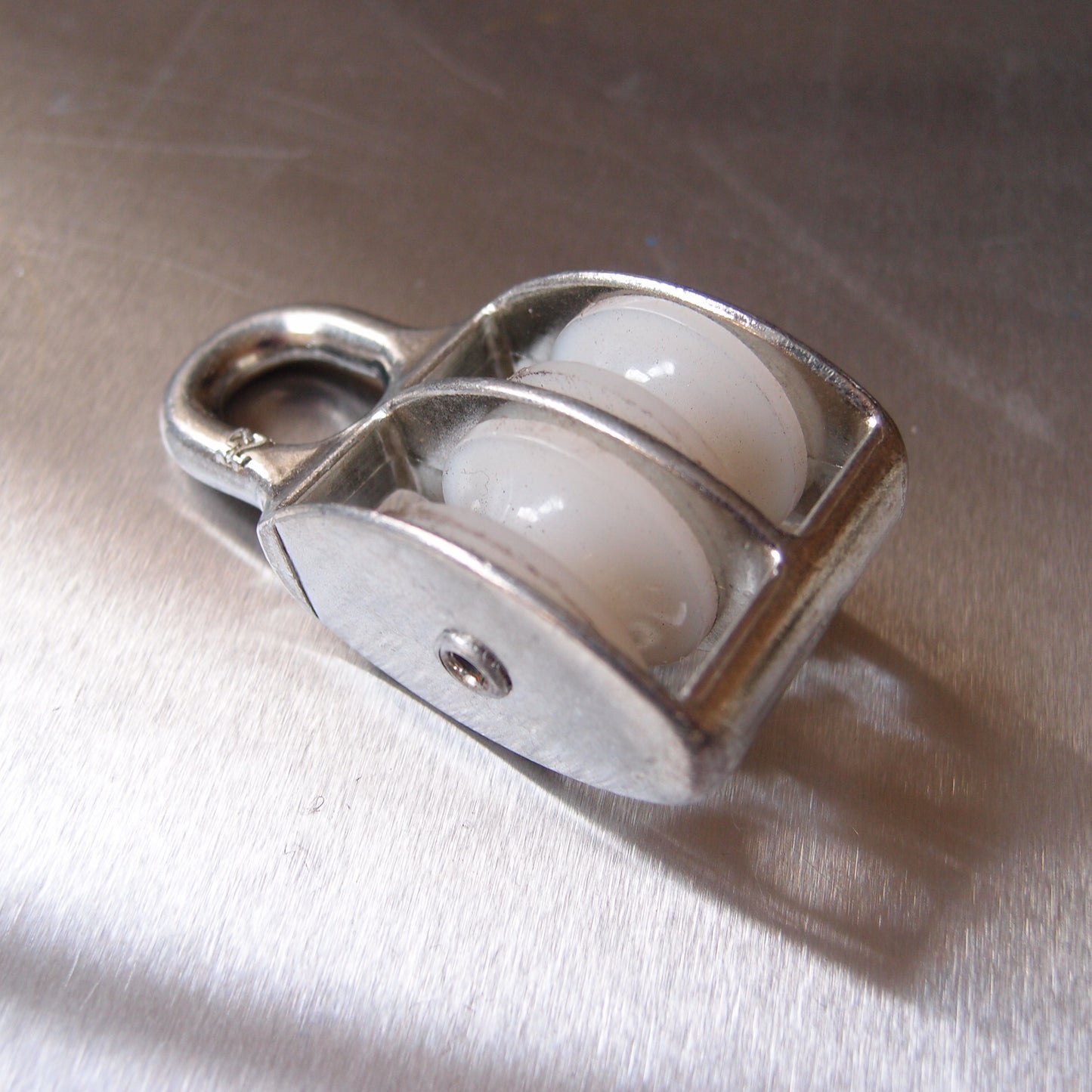 Double Awning Pulley - Nylon Sheaves - Fixed Eye - Zinc Plated Steel