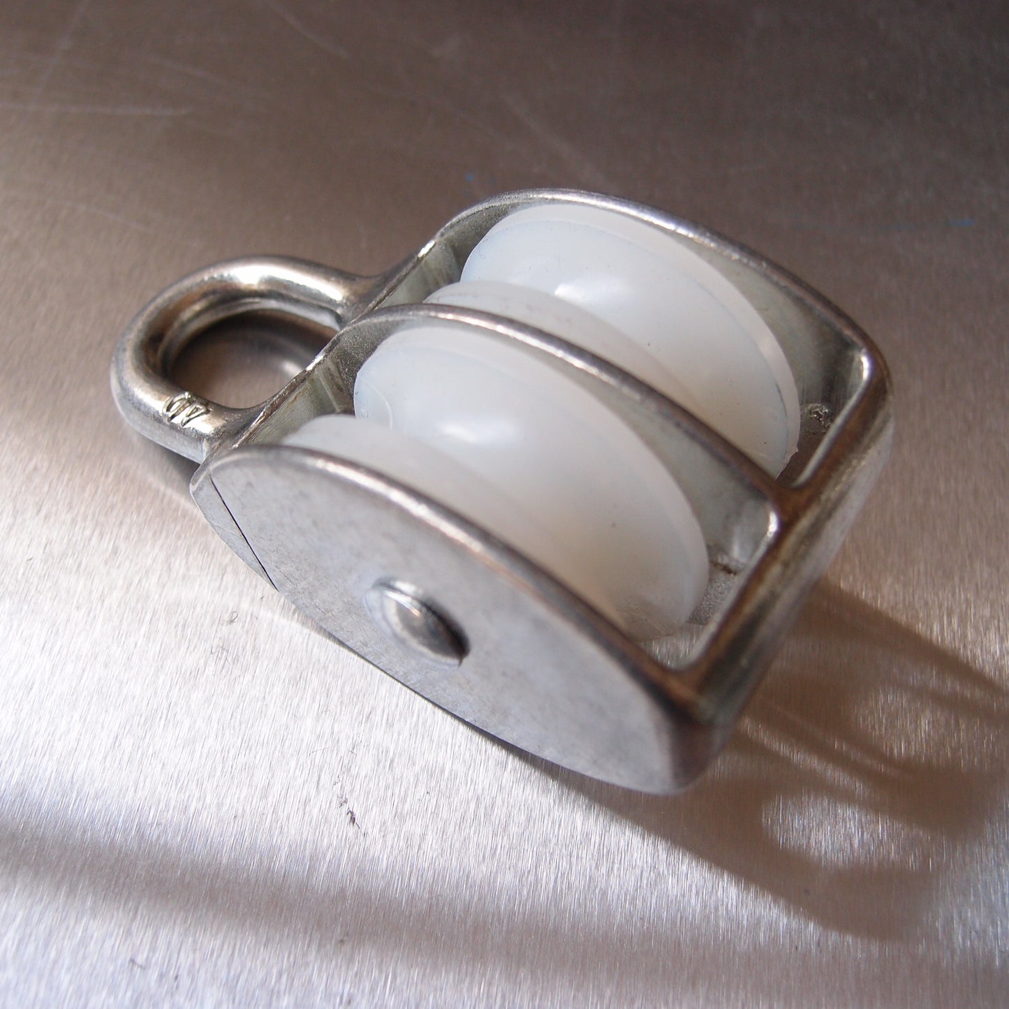 Double Awning Pulley - Nylon Sheaves - Fixed Eye - Zinc Plated Steel