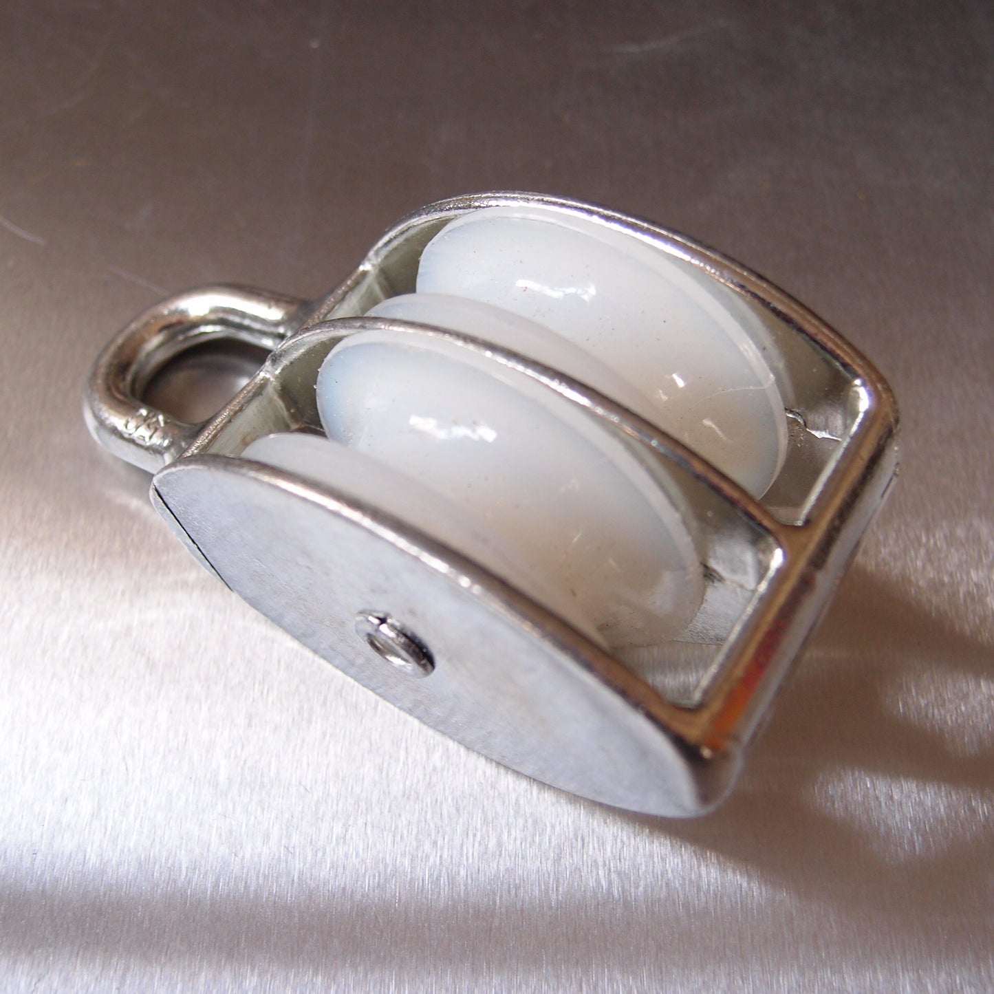 Double Awning Pulley - Nylon Sheaves - Fixed Eye - Zinc Plated Steel