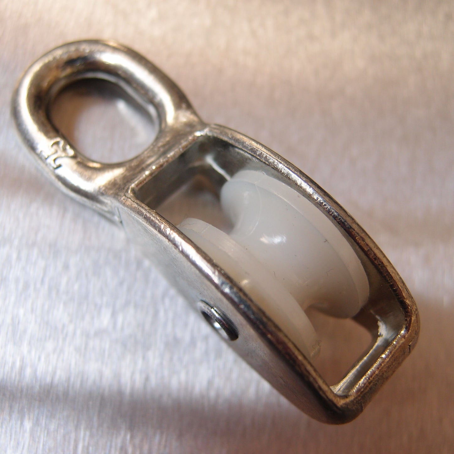 Single Awning Pulley - Nylon Sheave - Fixed Eye - Zinc Plated Steel