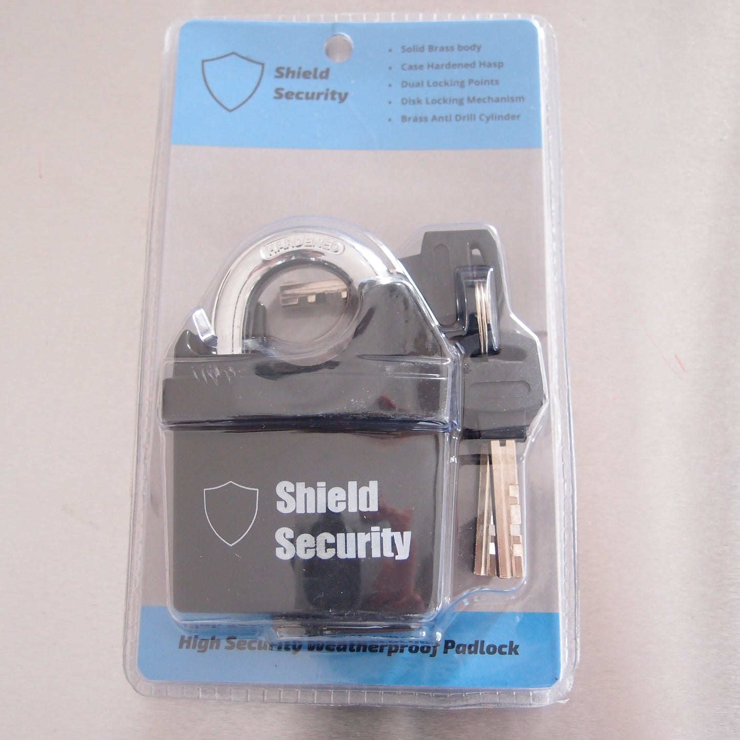 10.5mm Padlock Black Coated with Hardened Shackle - 4 Keys