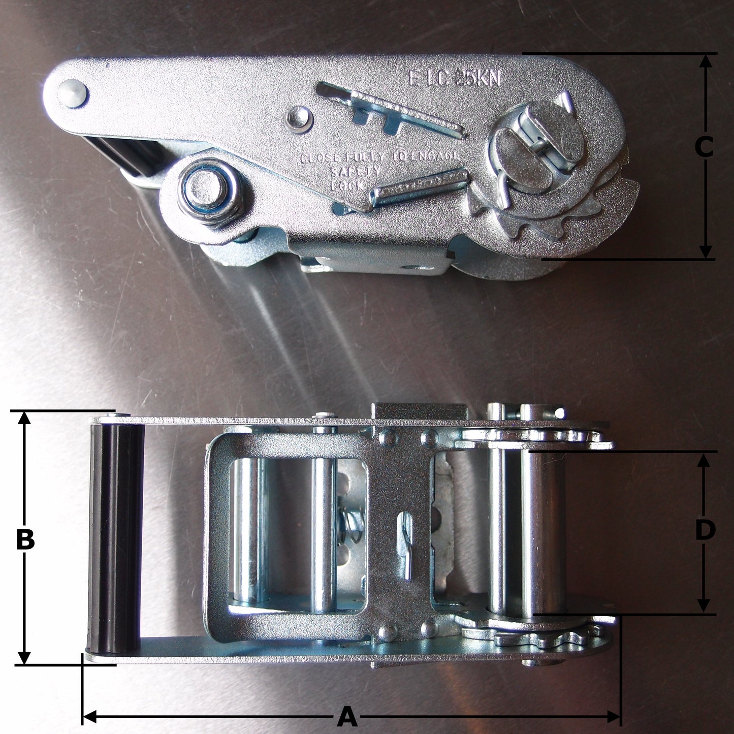 50mm Webbing Ratchet Handles: Short Narrow LC 25 kN