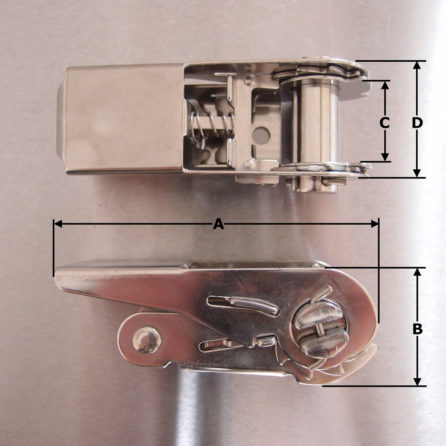 25mm Webbing Ratchet Handles Stainless Steel: Narrow Pressed