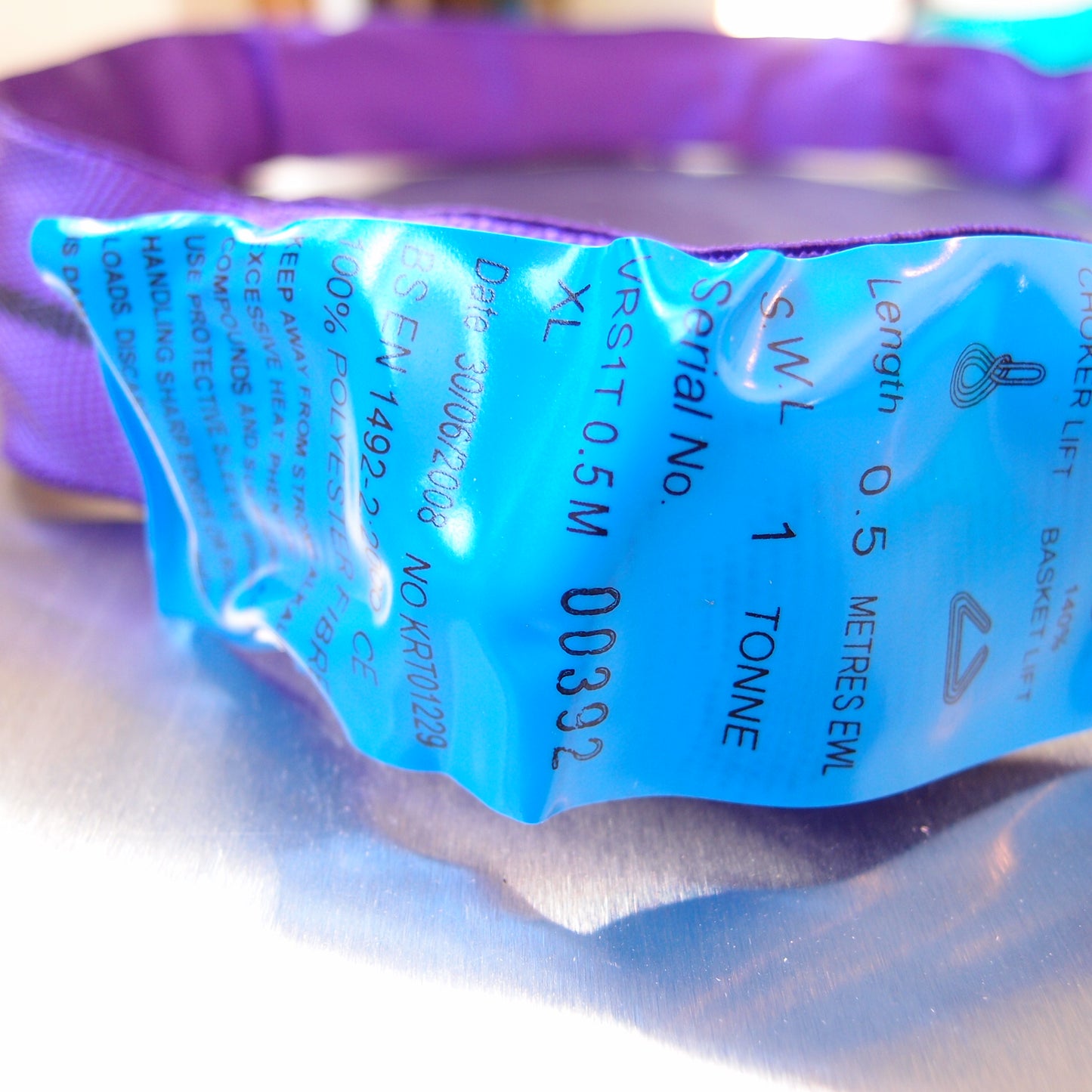 Round Slings Polyester to BSEN1492 Part 2 - 1000kg Load - violet