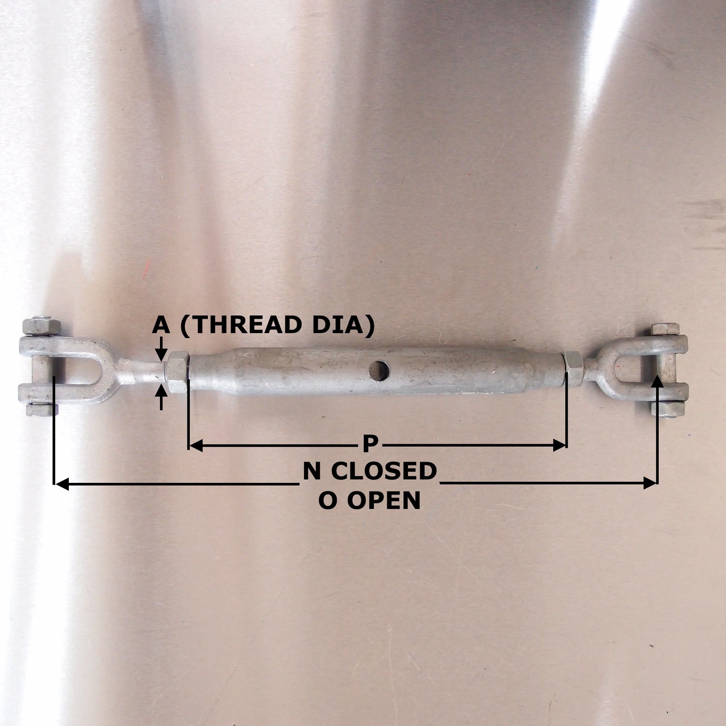 Rigging Screws Closed Body with Locknuts: Galvanised - Jaw & Jaw