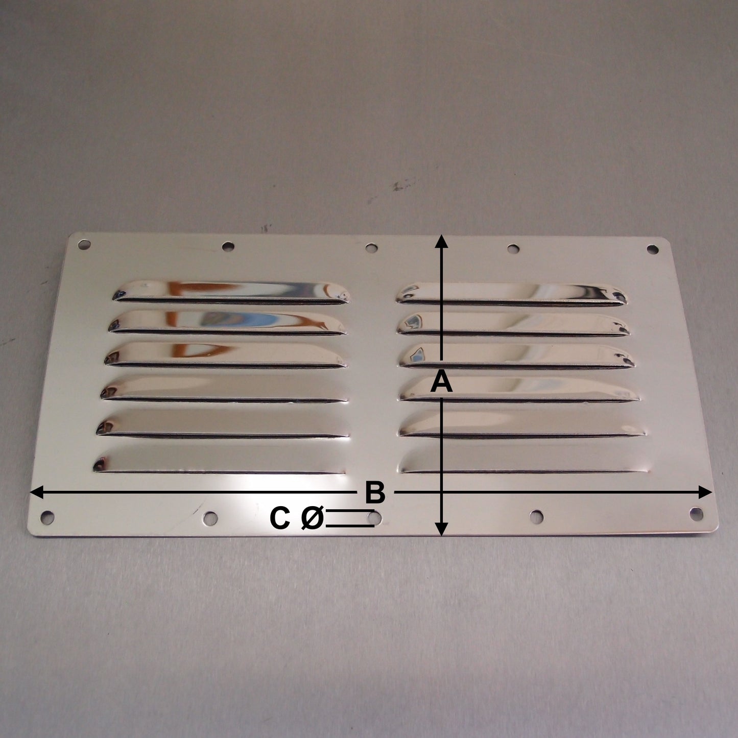 115mm x 230mm Stainless Steel Horizontal Vent LARGE AISI 304