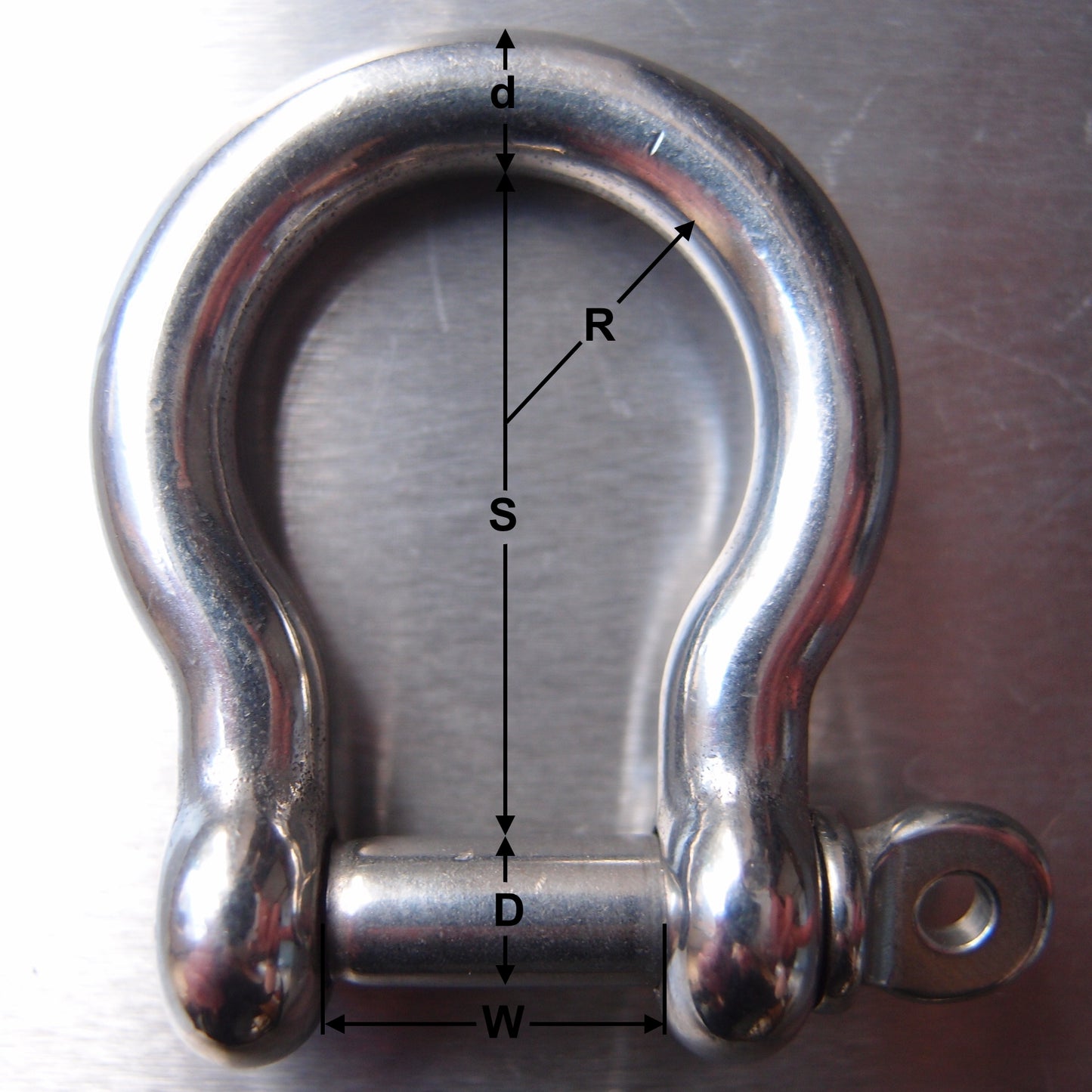 Stainless Steel Bow Shackle - with Screwed Collar Pin - AISI 316