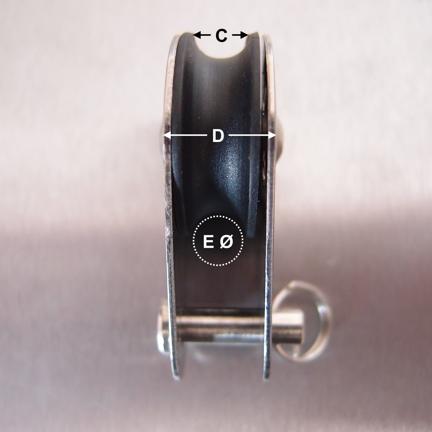 Stainless Steel 25mm Pulley Block with Nylon Sheave - Removable Pin - AISI 316