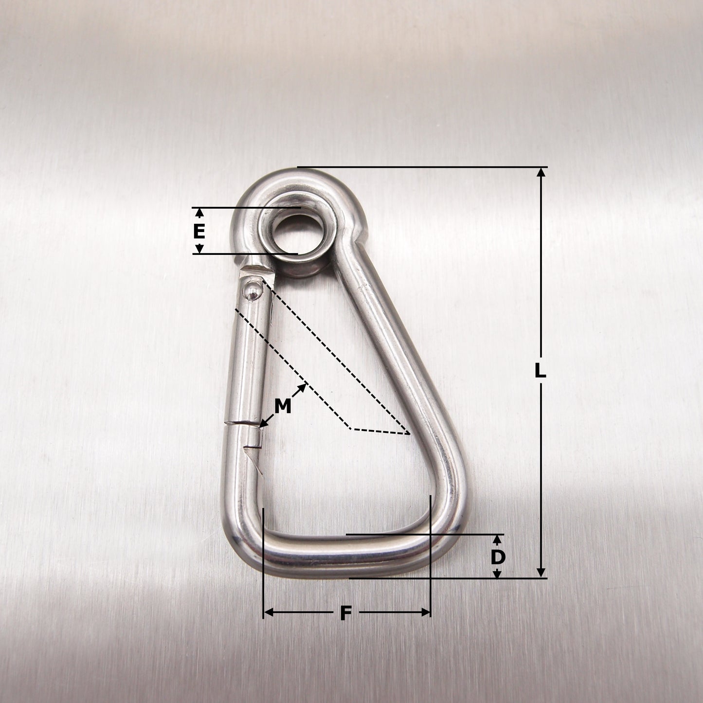 Stainless Steel Asymmetric Carbine Hook with Eyelet & Screw Nut