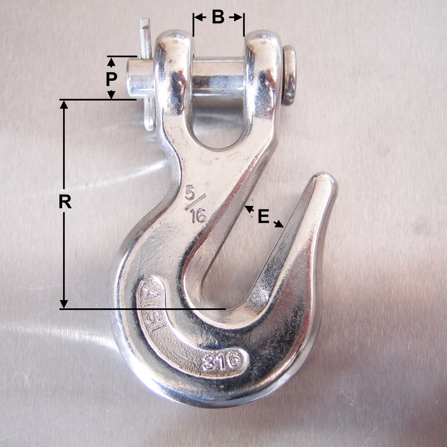 Stainless Steel Clevis Type Grab Hook - AISI 316