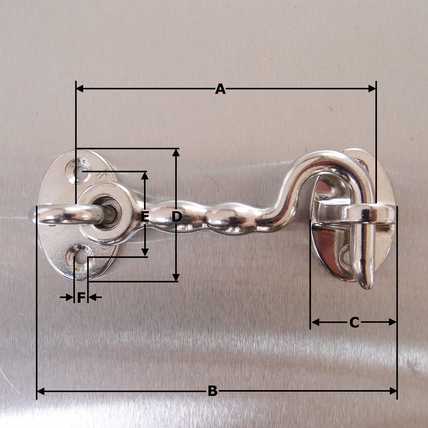 Stainless Steel Cabin Door Hooks with Plate - AISI 316