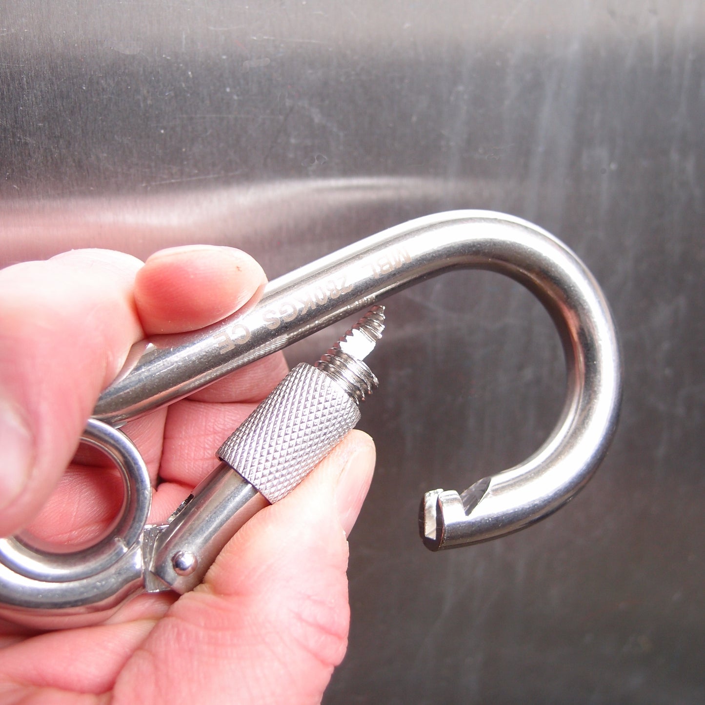 Stainless Steel Load Rated Carbine Hook With Screw Nut - With Eyelet