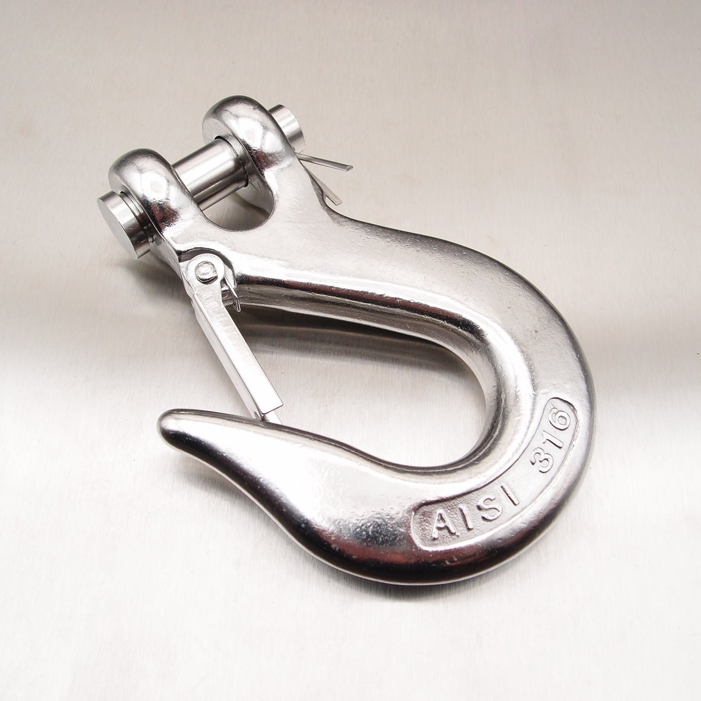 Stainless Steel Clevis Type Sling Hook with Safety Catch AISI 316