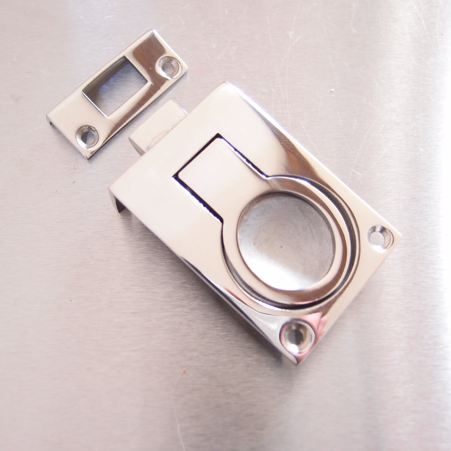 Flush Lifting Pull with Catch and Strike Plate Stainless Steel - AISI316