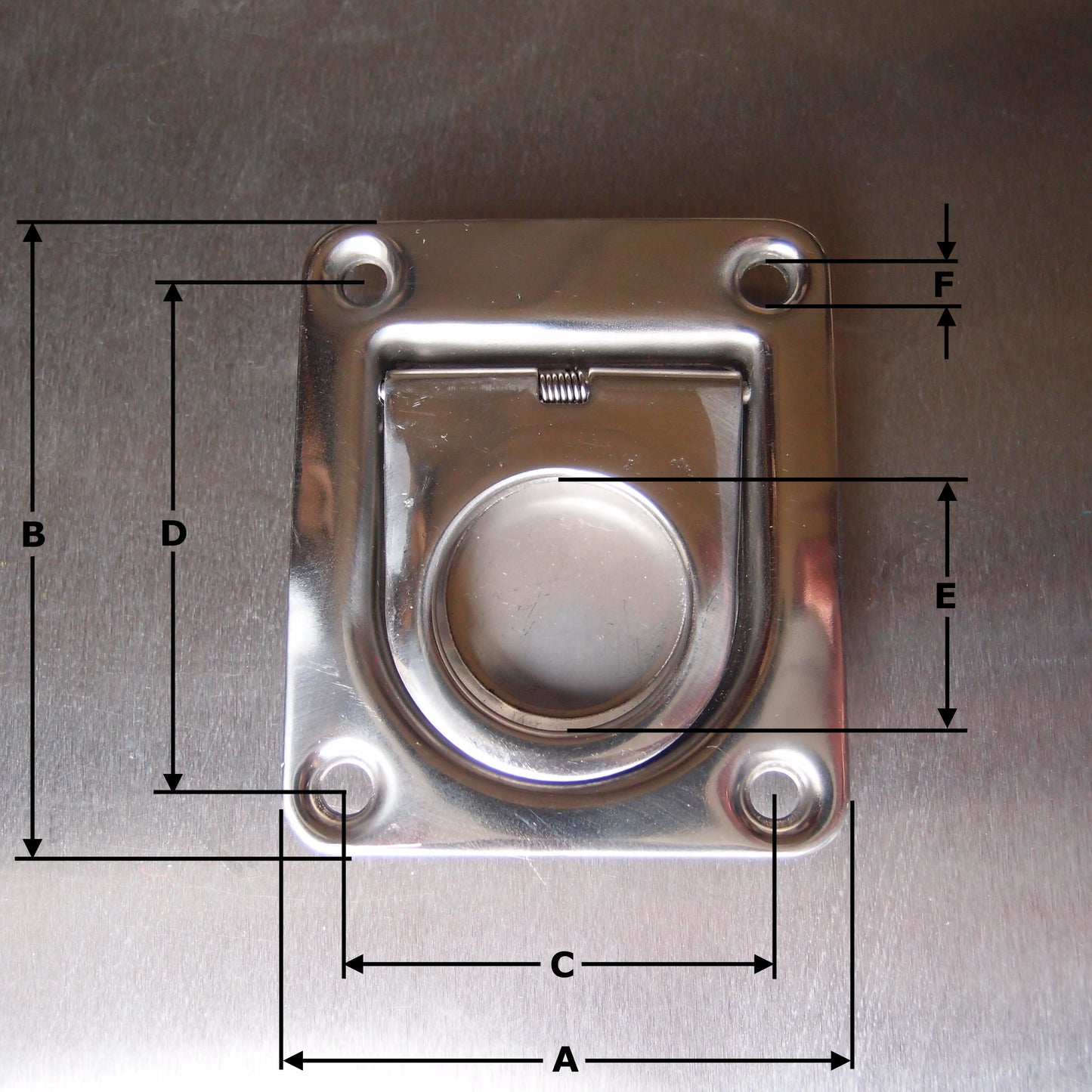 Stainless Steel Flush Lifting Pull with Spring - AISI 316