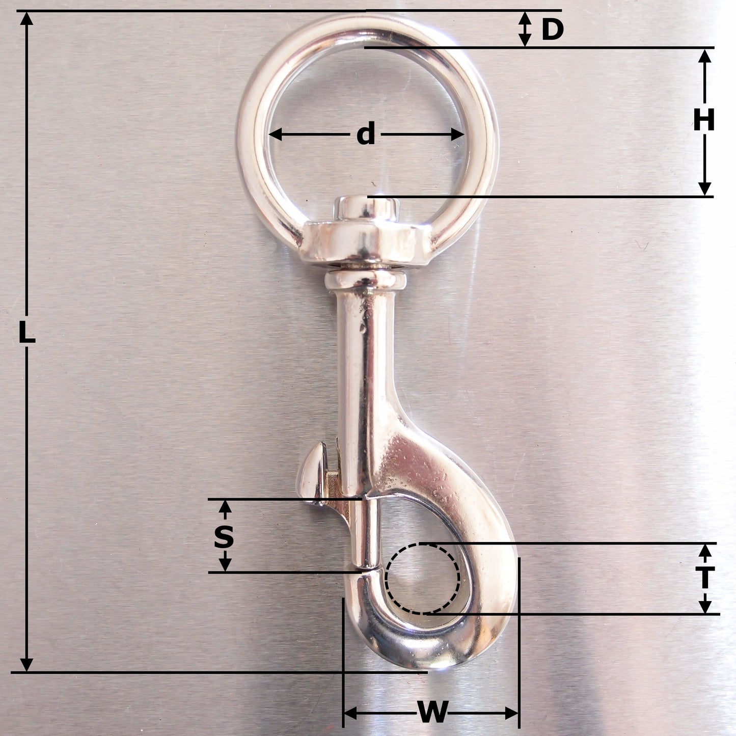 Stainless Steel Swivel Eye Bolt / Trigger Snap Hook - AISI 316
