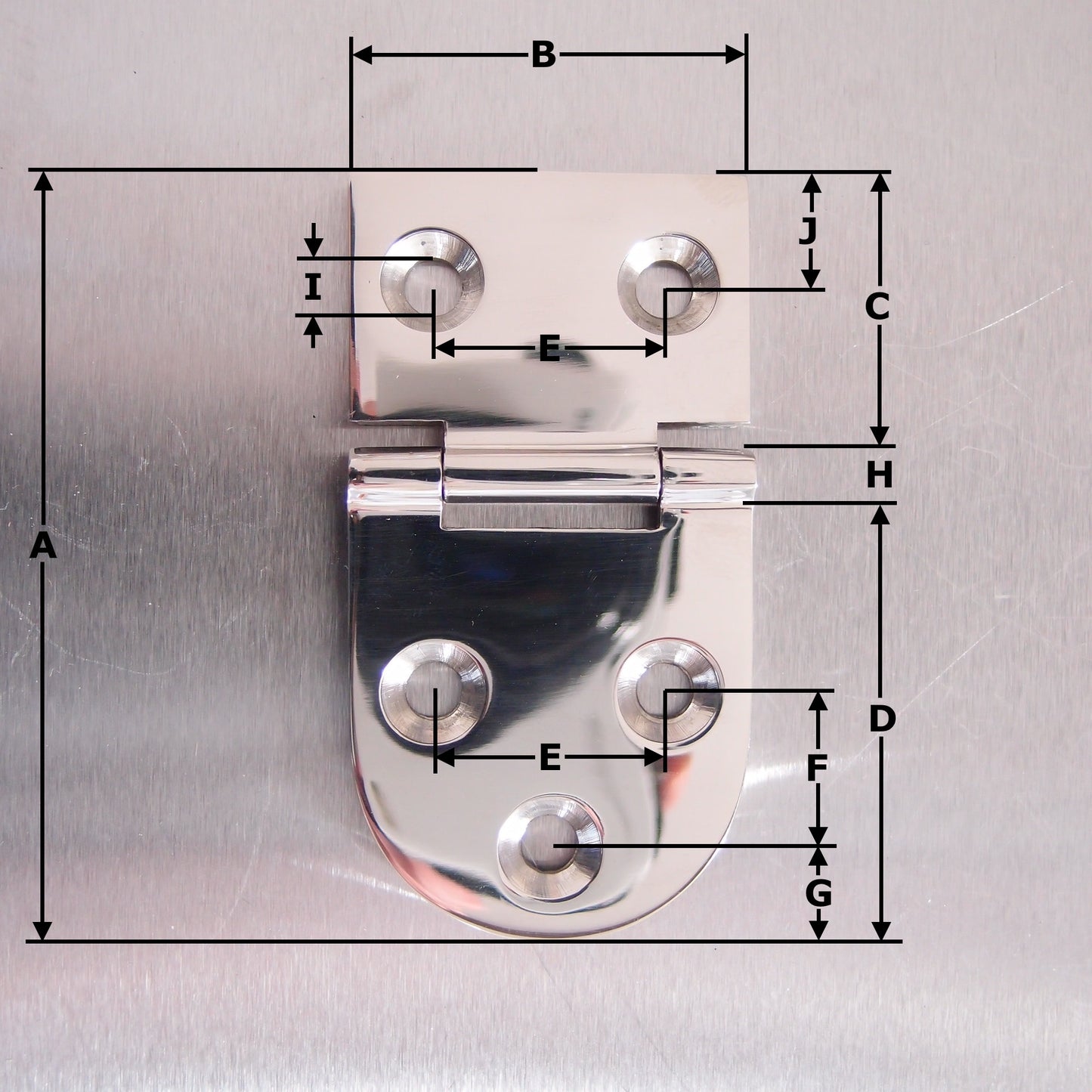 76mm x 40mm Half Oval Hinge Stainless steel AISI 316