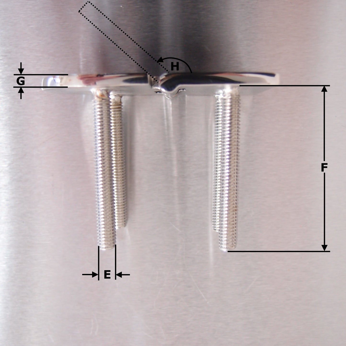 70mm x 40mm Half Oval Hinge with Threaded Studs Stainless steel AISI 316