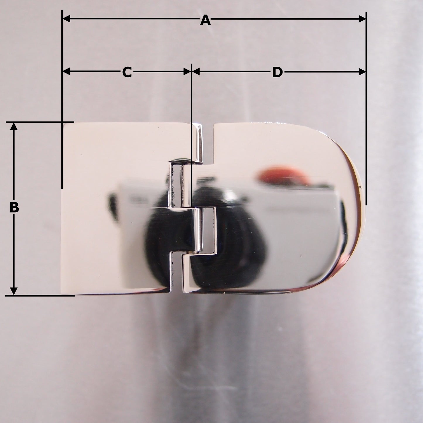 70mm x 40mm Half Oval Hinge with Threaded Studs Stainless steel AISI 316