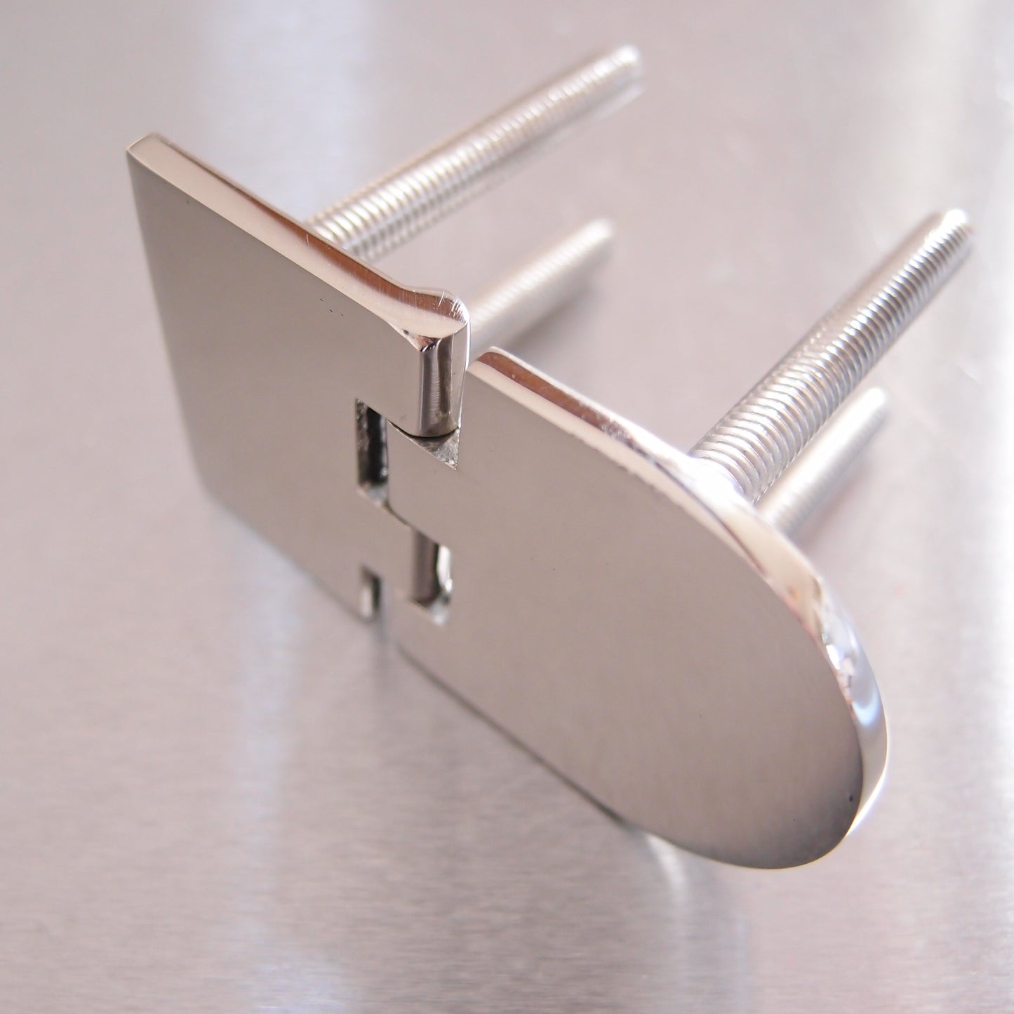70mm x 40mm Half Oval Hinge with Threaded Studs Stainless steel AISI 316
