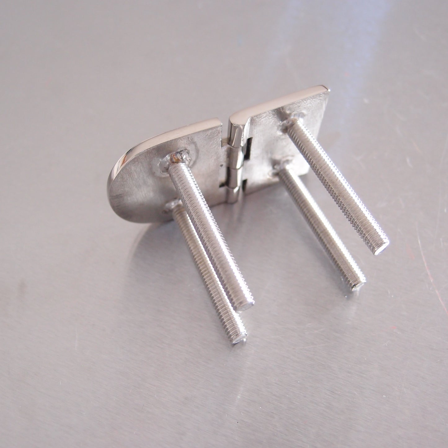 70mm x 40mm Half Oval Hinge with Threaded Studs Stainless steel AISI 316