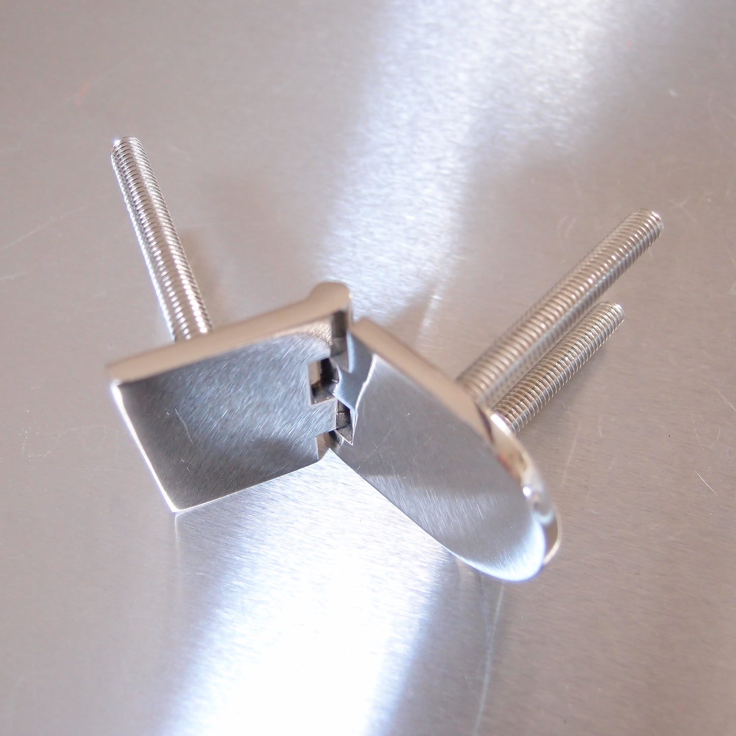 70mm x 40mm Half Oval Hinge with Threaded Studs Stainless steel AISI 316