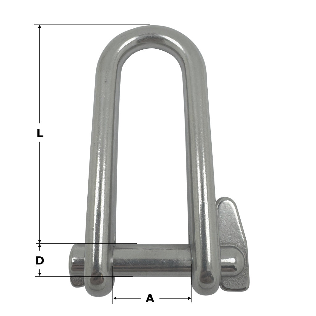 Stainless Steel Key Pin - Lock Pin Long Flat - Dee Shackles - AISI 316