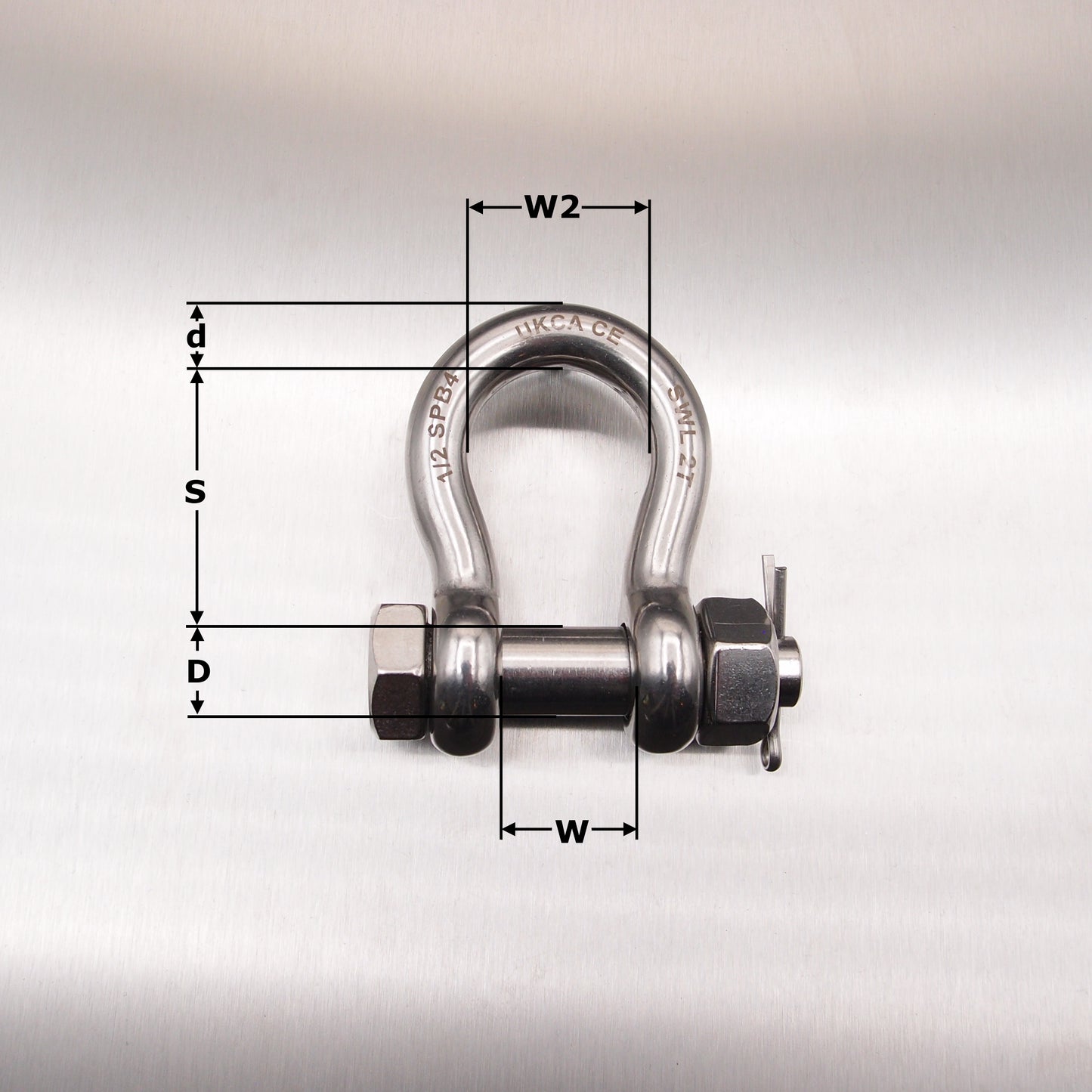 Stainless Steel Load Rated Safety Bow Shackle - AISI 316