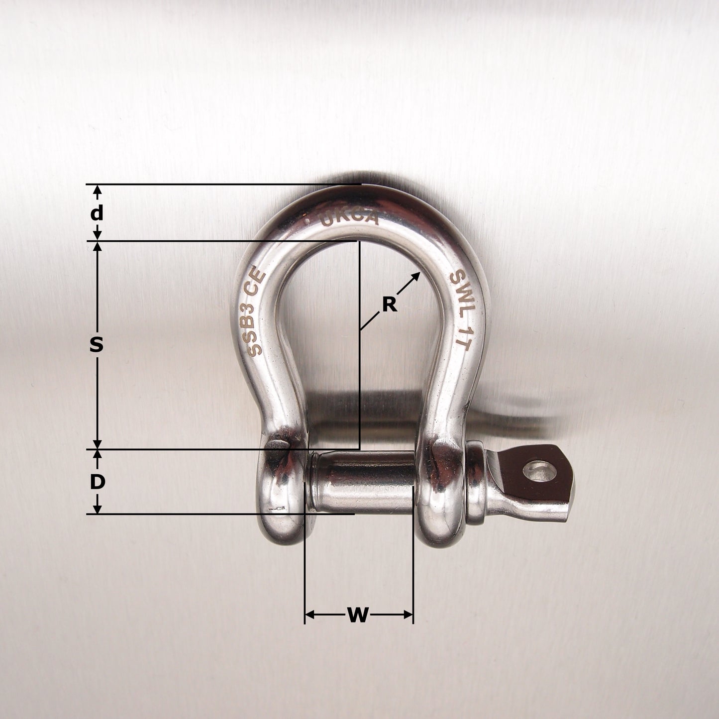 Stainless Steel Load Rated Bow Shackle with Screw Collar Pin - AISI 316