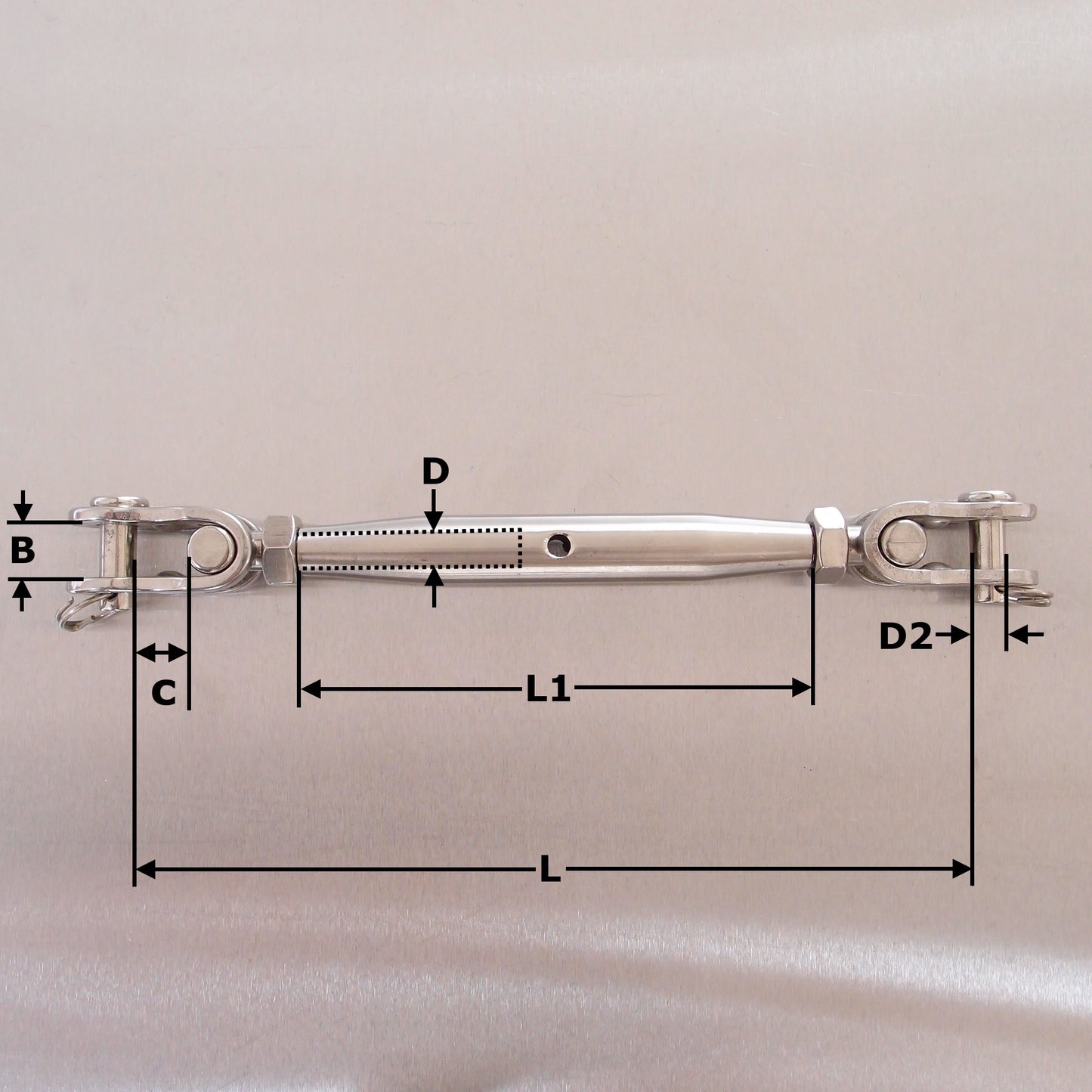 Stainless Steel Closed Body Rigging Screws - Toggle each End - AISI 316