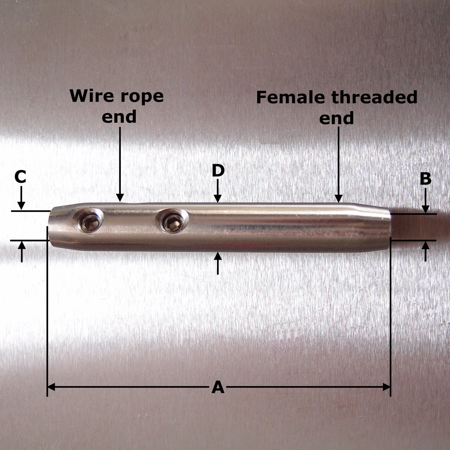 Stainless Steel Swageless Stud Terminal with Internal Thread - AISI 316