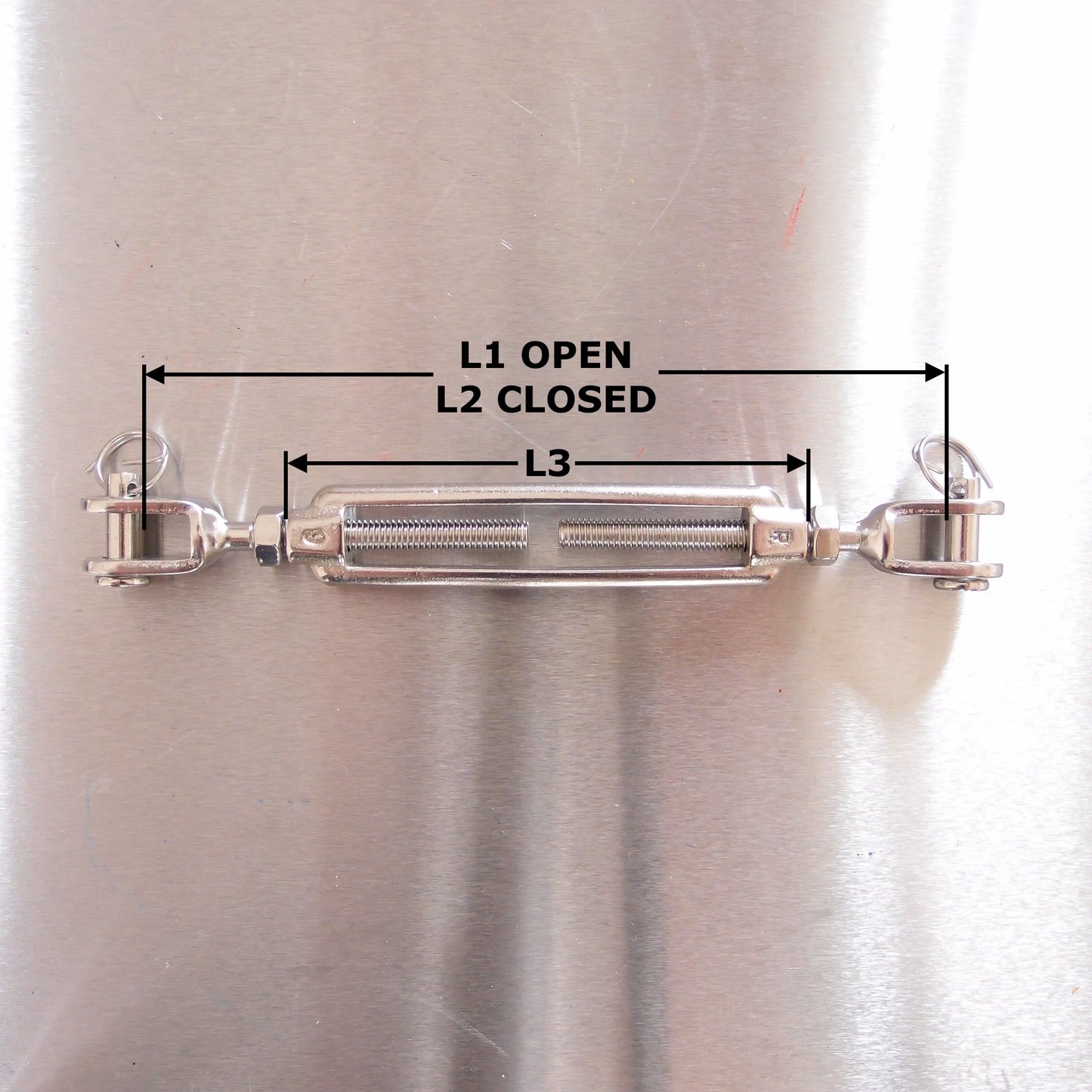 Turnbuckle - Jaw & Jaw - Stainless Steel AISI 316 - Open Body Straining Screw