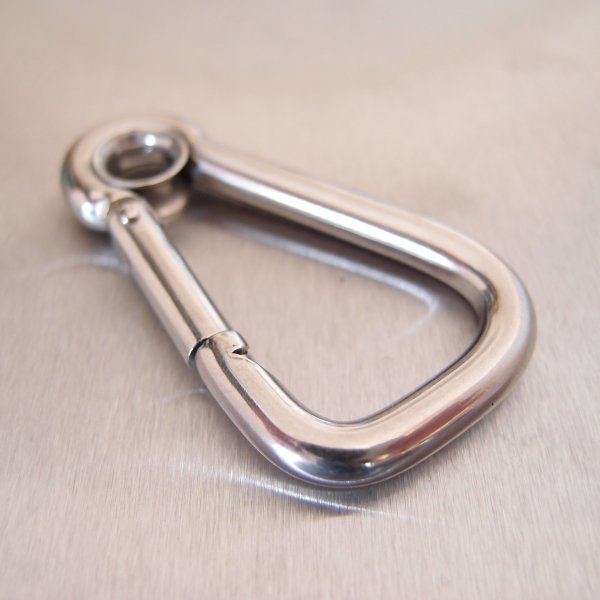Stainless Steel Asymmetric Carbine Hook with Eyelet - AISI 316