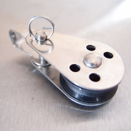 Stainless Steel 25mm Pulley Block with Nylon Sheave - Removable Pin & Bracket - AISI 316