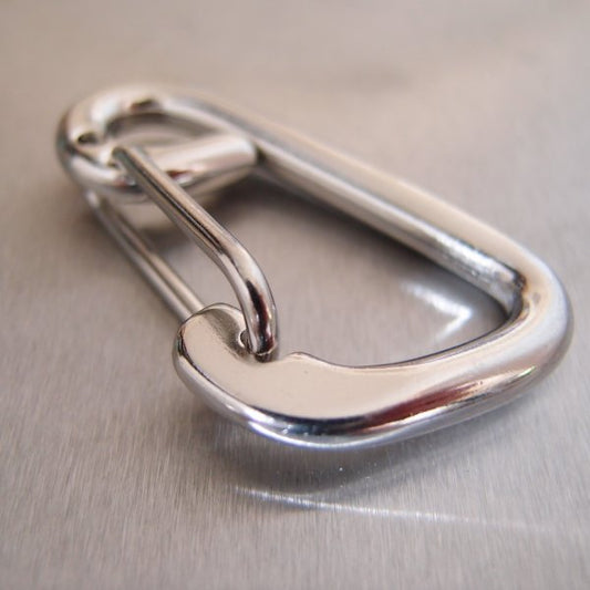 Stainless Steel Formed Eye Carbine Hooks with Spring Wire Safety Catch - AISI 316