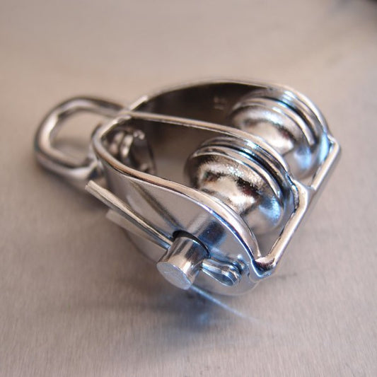 Stainless Steel Double Sheave Blocks with Swivel Oval Eye - AISI 316
