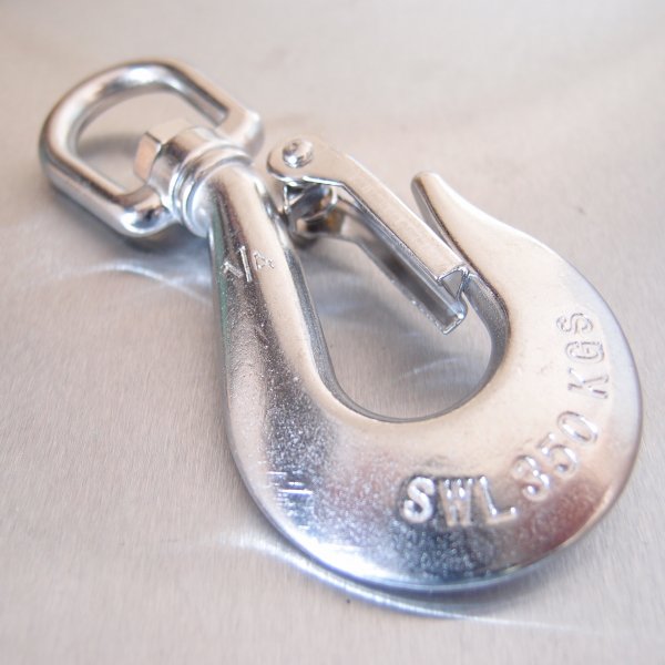 Stainless Steel Swivel Hook with Safety Catch - AISI 316