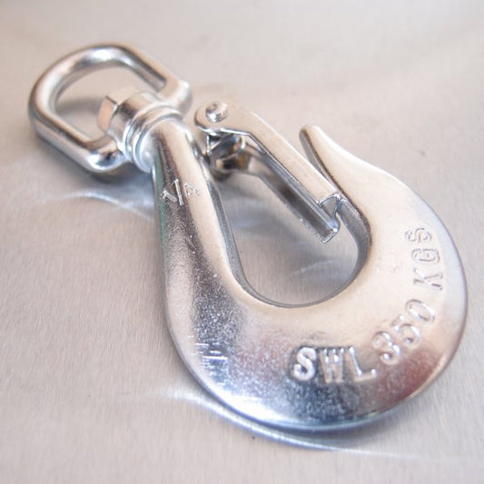 Stainless Steel Swivel Hook with Safety Catch - AISI 316