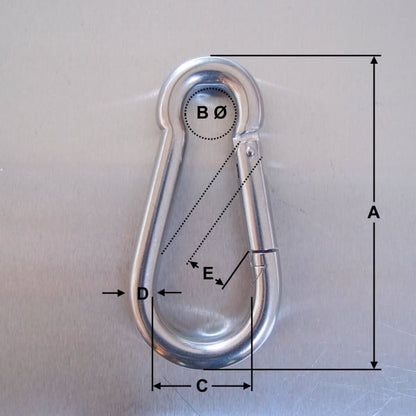 Stainless Steel Carbine Hooks - without Eyelet - AISI 316