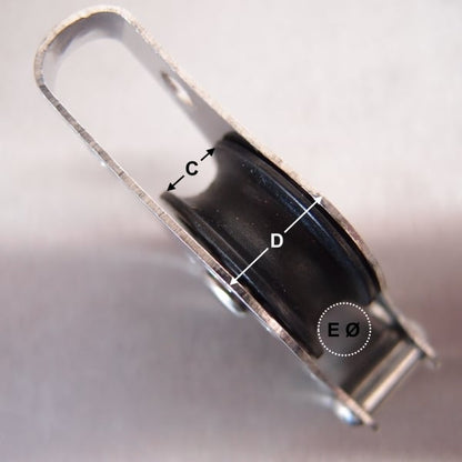 Stainless Steel 25mm Pulley Block with Nylon Sheave - Type 1 - AISI 316