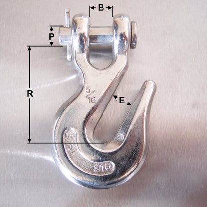 Stainless Steel Clevis Type Grab Hook - AISI 316