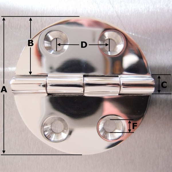 64mm Stainless Steel Round Hinge - 316 Marine grade
